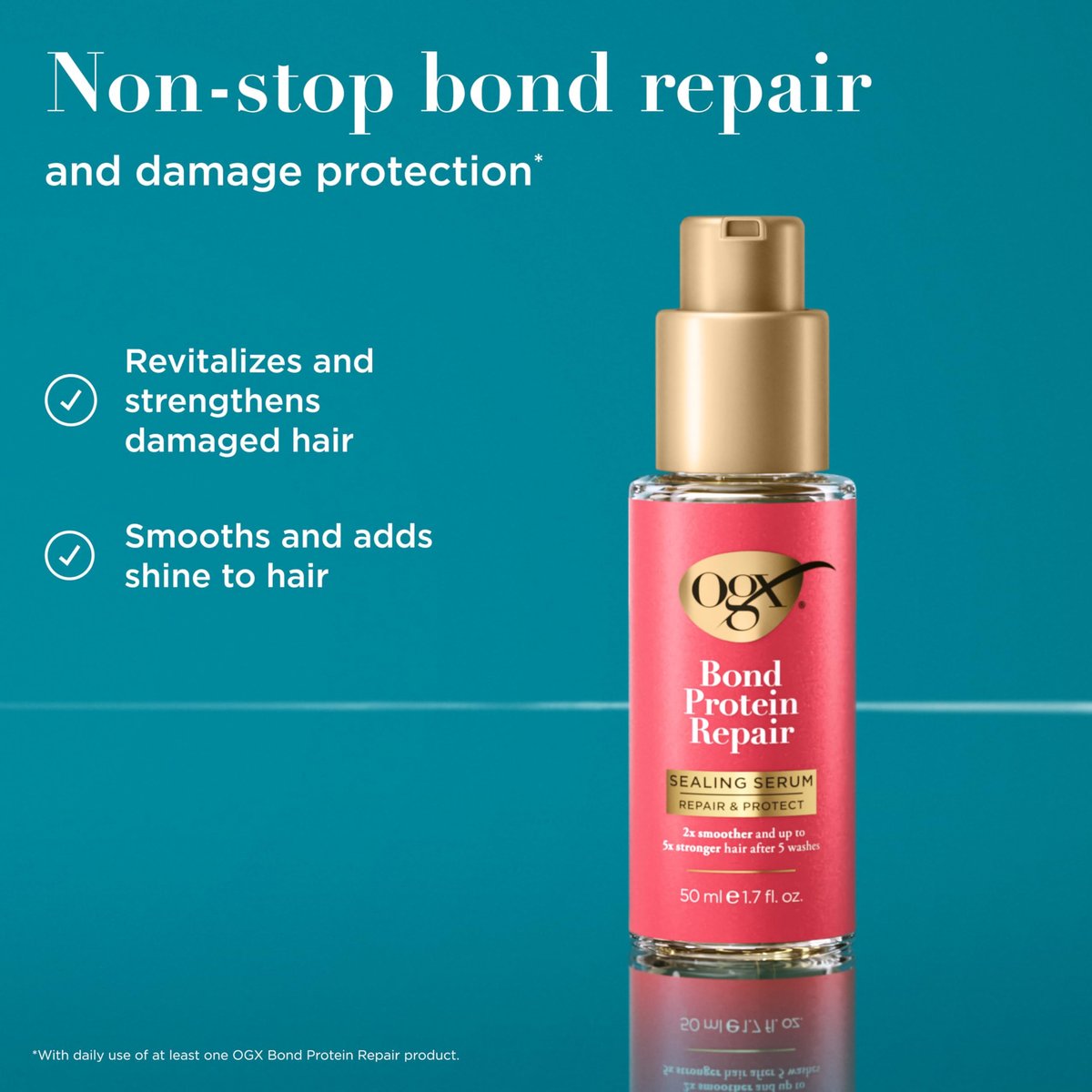 OGX Repair & Protect Bond Protein Repair Sealing Hair Serum - Frizz Treatment, Paraben-Free, 1.7 fl. oz - görsel 5
