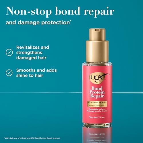 OGX Repair & Protect Bond Protein Repair Sealing Hair Serum - Frizz Treatment, Paraben-Free, 1.7 fl. oz - görsel 6
