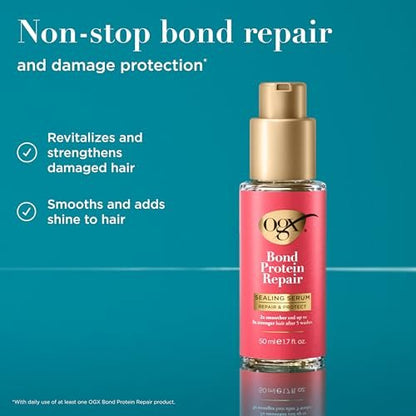 OGX Repair & Protect Bond Protein Repair Sealing Hair Serum - Frizz Treatment, Paraben-Free, 1.7 fl. oz