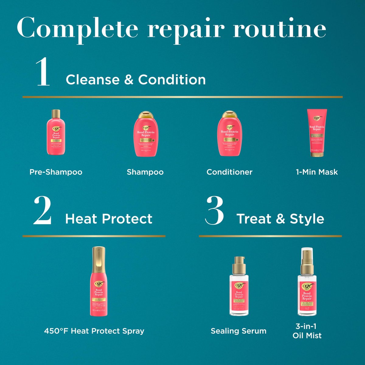OGX Repair & Protect Bond Protein Repair Sealing Hair Serum - Frizz Treatment, Paraben-Free, 1.7 fl. oz - görsel 12