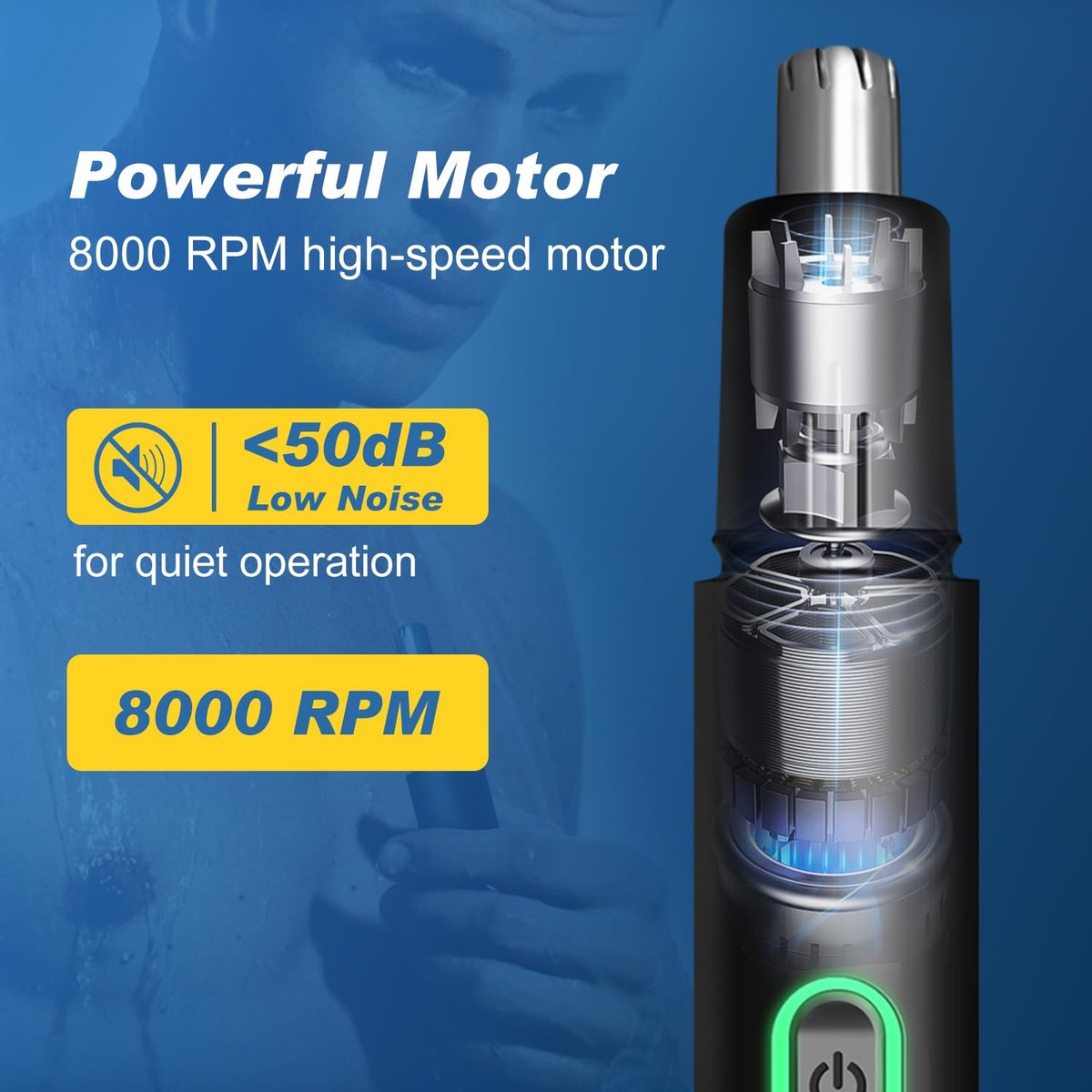 Winsea Precision Nose Hair Trimmer – 360° Safe & Efficient Electric Trimming, USB Rechargeable, Waterproof, for Nose, Ear, Eyebrows, and Beard Grooming - görsel 9