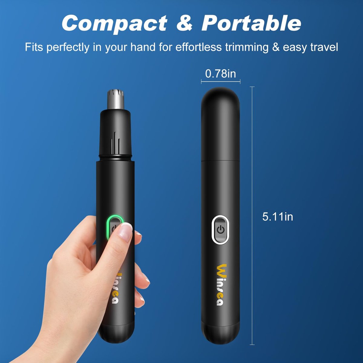 Winsea Precision Nose Hair Trimmer – 360° Safe & Efficient Electric Trimming, USB Rechargeable, Waterproof, for Nose, Ear, Eyebrows, and Beard Grooming - görsel 3