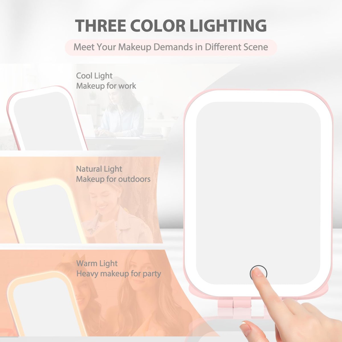 Koolstuffs Travel Mirror with Light - – Dimmable Touch Screen: Adjust brightness with a simple touch. Find your – Image 3