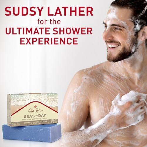 Old Spice Men's Bar Soap Seas The Day - Eucalyptus & Coconut Cream Scent, 5.0 oz - 10x More Moisturizers with Mild Exfoliators & Plant Based Cleansers - görsel 8