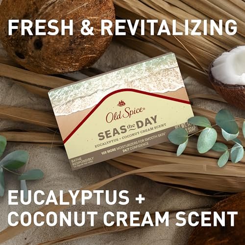 Old Spice Men's Bar Soap Seas The Day - Eucalyptus & Coconut Cream Scent, 5.0 oz - 10x More Moisturizers with Mild Exfoliators & Plant Based Cleansers - görsel 12