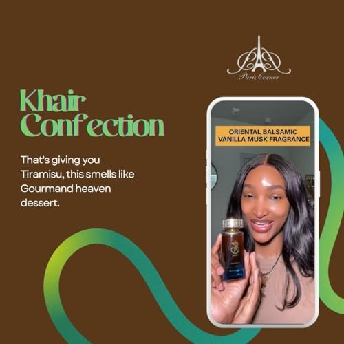 Paris Corner Khair Confection EDP 3.4 Fl Oz – Sweet Candy Scent Perfume for Men & Women with Pear, Whipped Cream, Jasmine & Vanilla Notes Avelisse