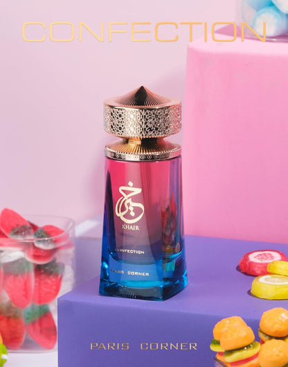 Paris Corner Khair Confection EDP 3.4 Fl Oz – Sweet Candy Scent Perfume for Men & Women with Pear, Whipped Cream, Jasmine & Vanilla Notes Avelisse