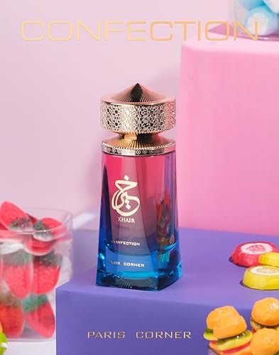 Paris Corner Khair Confection EDP 3.4 Fl Oz – Sweet Candy Scent Perfume for Men & Women with Pear, Whipped Cream, Jasmine & Vanilla Notes Avelisse