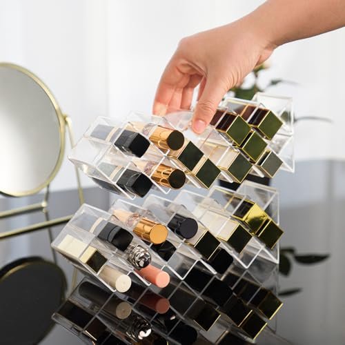 FLAGTOP 16-Slot Acrylic Lipstick Holder Organizer - Clear Stackable Fish Shape Lip Gloss Storage Stand for Makeup Vanity Display - görsel 8