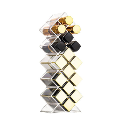FLAGTOP 16-Slot Acrylic Lipstick Holder Organizer - Clear Stackable Fish Shape Lip Gloss Storage Stand for Makeup Vanity Display