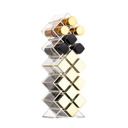 FLAGTOP 16-Slot Acrylic Lipstick Holder Organizer - Clear Stackable Fish Shape Lip Gloss Storage Stand for Makeup Vanity Display