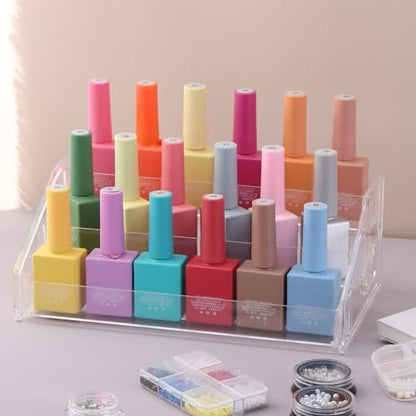 SUTOKAKA 3-Tier Clear Acrylic Nail Polish Organizer - Versatile Eyeglasses Display Holder, Essential Oil Storage Rack, Makeup Stand Tray