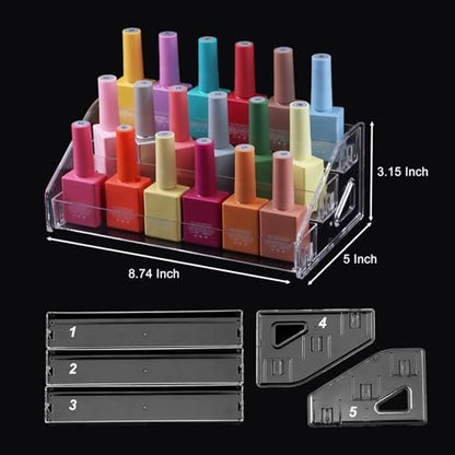SUTOKAKA 3-Tier Clear Acrylic Nail Polish Organizer - Versatile Eyeglasses Display Holder, Essential Oil Storage Rack, Makeup Stand Tray