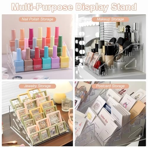 SUTOKAKA 3-Tier Clear Acrylic Nail Polish Organizer - Versatile Eyeglasses Display Holder, Essential Oil Storage Rack, Makeup Stand Tray - görsel 6