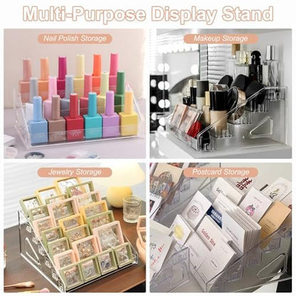 SUTOKAKA 3-Tier Clear Acrylic Nail Polish Organizer - Versatile Eyeglasses Display Holder, Essential Oil Storage Rack, Makeup Stand Tray