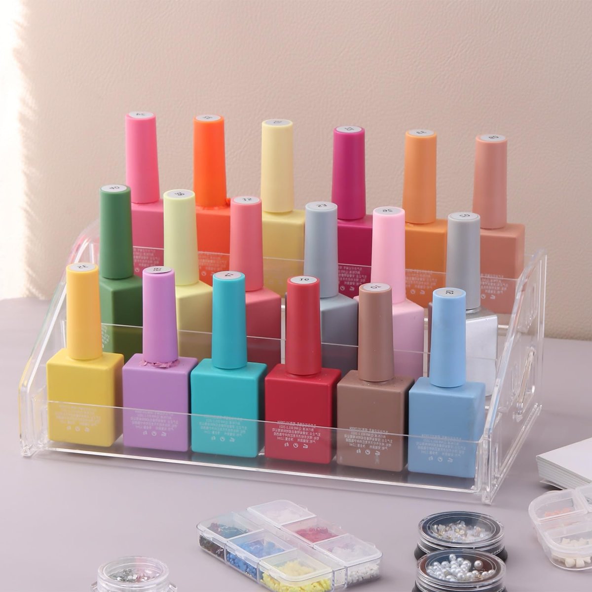 SUTOKAKA 3-Tier Clear Acrylic Nail Polish Organizer - Versatile Eyeglasses Display Holder, Essential Oil Storage Rack, Makeup Stand Tray - görsel 3