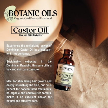 Botanic Oils 100% Pure Castor Oil – 2 fl oz | Cold Pressed | Hair Growth, Lash & Brow Strengthening, Skin & Nail Hydration