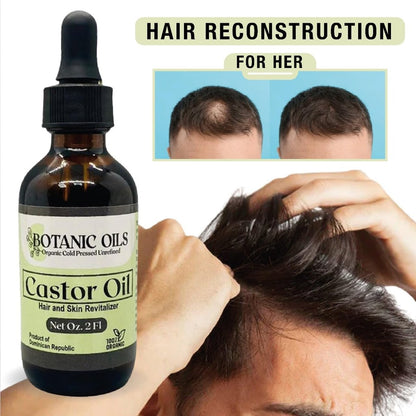 Botanic Oils 100% Pure Castor Oil – 2 fl oz | Cold Pressed | Hair Growth, Lash & Brow Strengthening, Skin & Nail Hydration