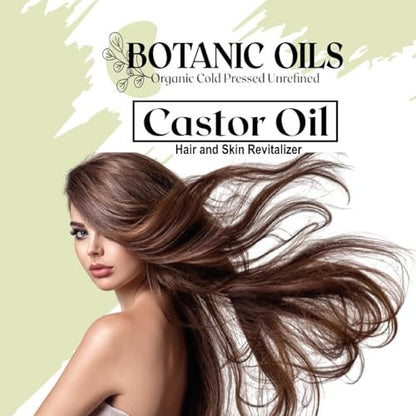 Botanic Oils 100% Pure Castor Oil – 2 fl oz | Cold Pressed | Hair Growth, Lash & Brow Strengthening, Skin & Nail Hydration