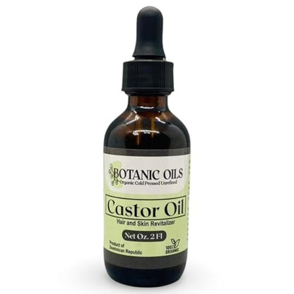 Botanic Oils 100% Pure Castor Oil – 2 fl oz | Cold Pressed | Hair Growth, Lash & Brow Strengthening, Skin & Nail Hydration