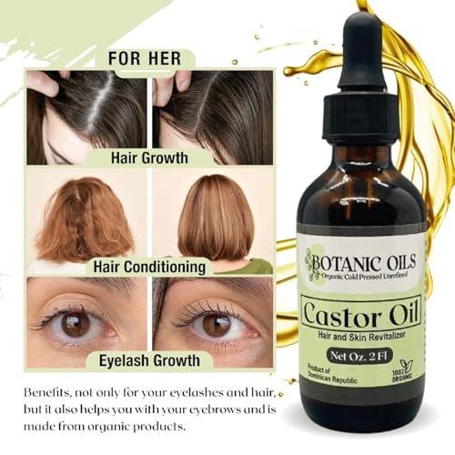 Botanic Oils 100% Pure Castor Oil – 2 fl oz | Cold Pressed | Hair Growth, Lash & Brow Strengthening, Skin & Nail Hydration - görsel 4