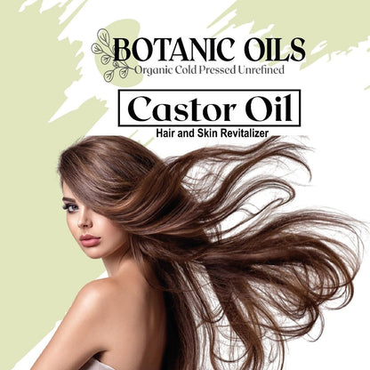 Botanic Oils 100% Pure Castor Oil – 2 fl oz | Cold Pressed | Hair Growth, Lash & Brow Strengthening, Skin & Nail Hydration