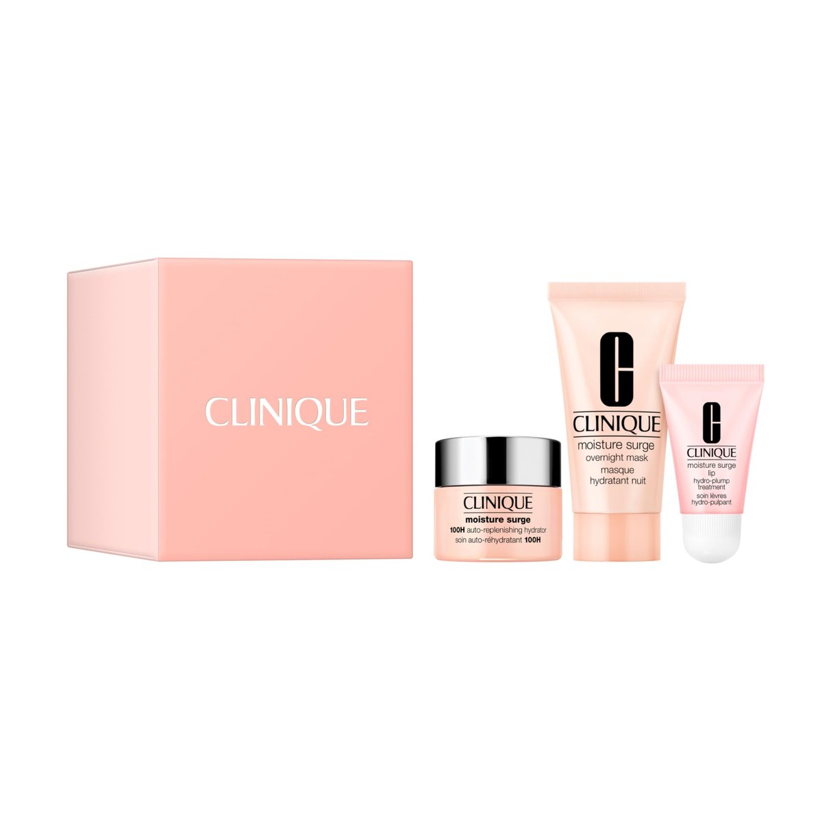 Clinique Hydration Heroes Gift Set: Moisture Surge 100H Moisturizer, Overnight Mask & Lip Treatment - 3 Travel Size Essentials Avelisse