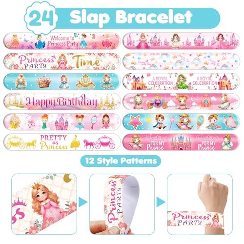 Cherisnowy 72-Piece Little Princess Party Set: 48 Temporary Tattoos & 24 Slap Bracelets for Girls - Cute Birthday Supplies, Baby Shower Gifts, Classroom Rewards & Princess-Themed Decor - görsel 14