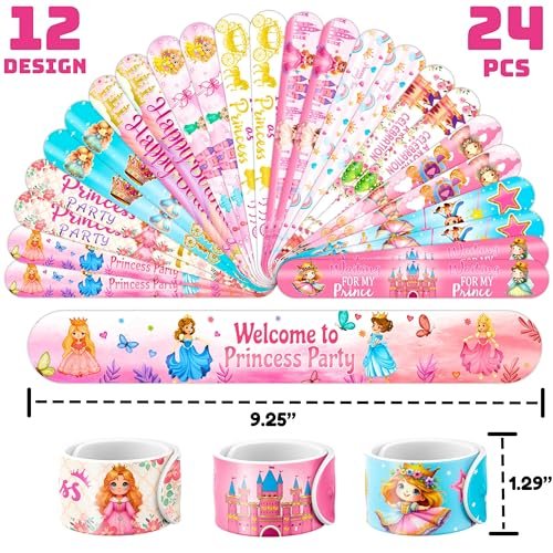 Cherisnowy 72-Piece Little Princess Party Set: 48 Temporary Tattoos & 24 Slap Bracelets for Girls - Cute Birthday Supplies, Baby Shower Gifts, Classroom Rewards & Princess-Themed Decor - görsel 6