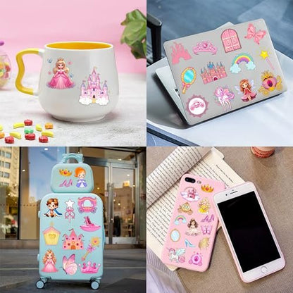 Cherisnowy 72-Piece Little Princess Party Set: 48 Temporary Tattoos & 24 Slap Bracelets for Girls - Cute Birthday Supplies, Baby Shower Gifts, Classroom Rewards & Princess-Themed Decor