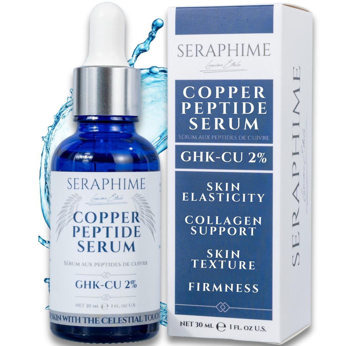 Copper Peptides Serum for Face with 2% Copper Peptide, 4% EGF, Niacinamide, Ceramides, Squalane & Hyaluronic Acid - Multi Peptide Anti-Aging Serum, 1 fl oz Avelisse