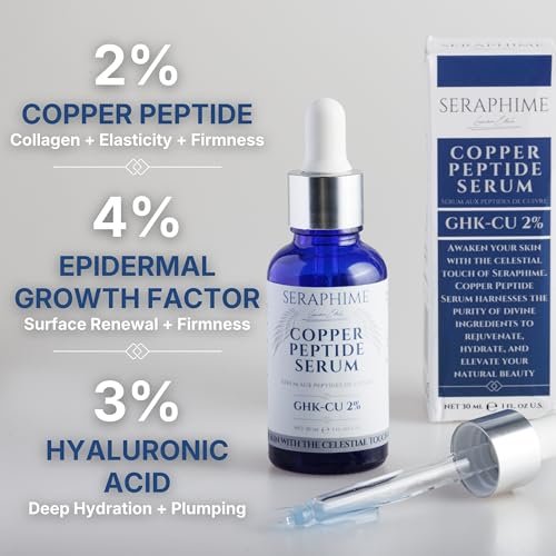 Copper Peptides Serum for Face with 2% Copper Peptide, 4% EGF, Niacinamide, Ceramides, Squalane & Hyaluronic Acid - Multi Peptide Anti-Aging Serum, 1 fl oz Avelisse
