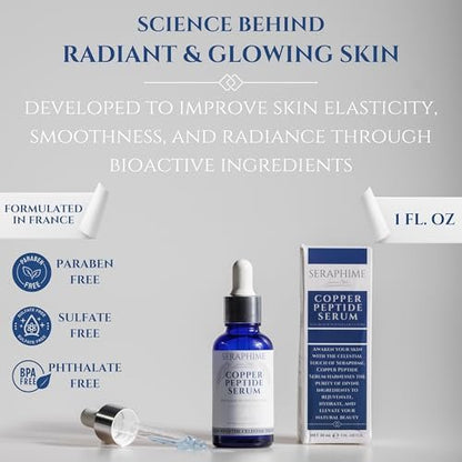Copper Peptides Serum for Face with 2% Copper Peptide, 4% EGF, Niacinamide, Ceramides, Squalane & Hyaluronic Acid - Multi Peptide Anti-Aging Serum, 1 fl oz Avelisse