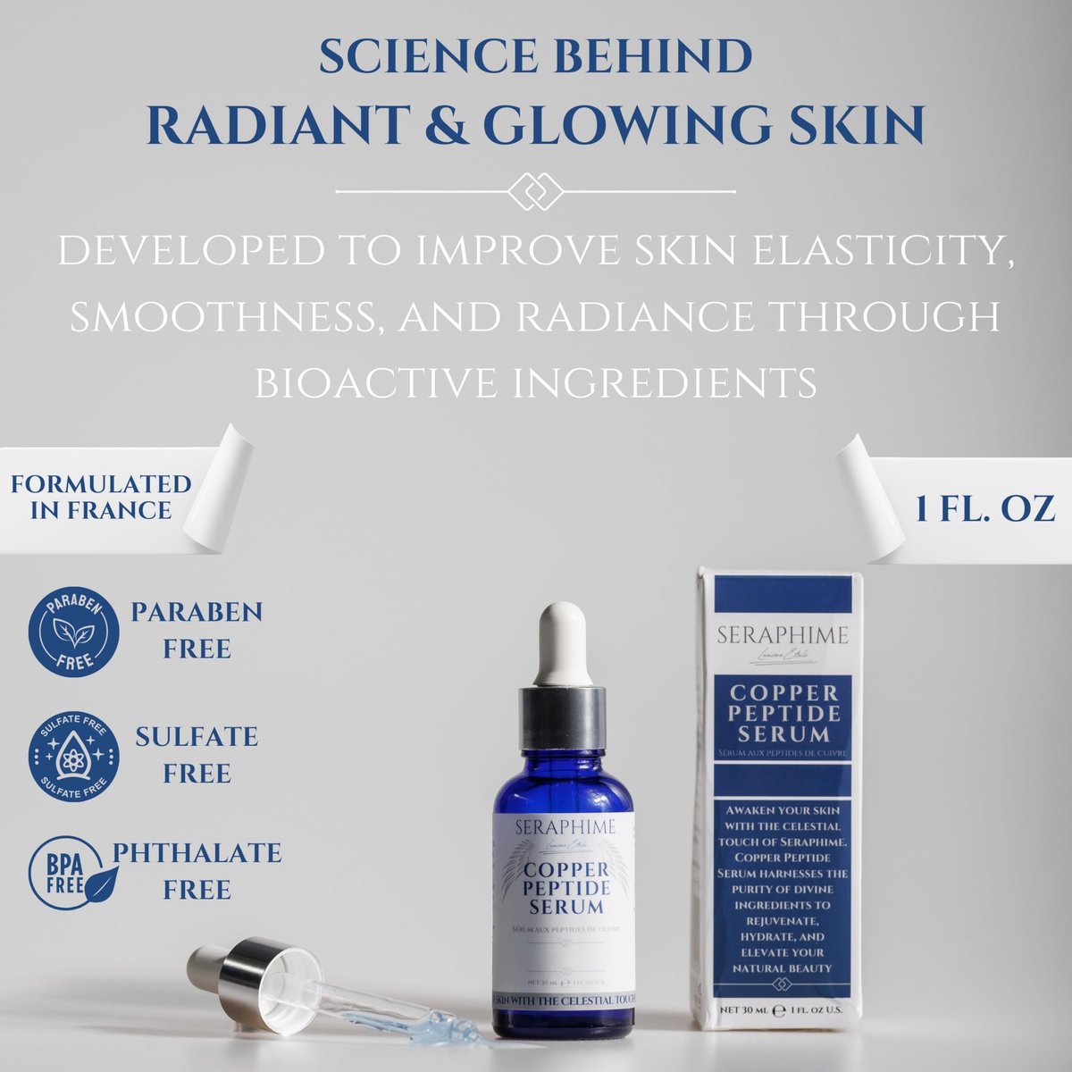 Copper Peptides Serum for Face with 2% Copper Peptide, 4% EGF, Niacinamide, Ceramides, Squalane & Hyaluronic Acid - Multi Peptide Anti-Aging Serum, 1 fl oz Avelisse