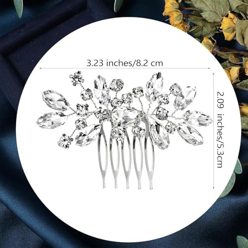 2 Pcs Silver Flower Rhinestone Bridal Hair Comb Set - Elegant Wedding Hair Accessories for Bride & Bridesmaids - görsel 4