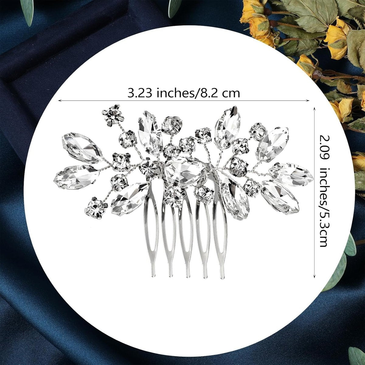 2 Pcs Silver Flower Rhinestone Bridal Hair Comb Set - Elegant Wedding Hair Accessories for Bride & Bridesmaids - görsel 3