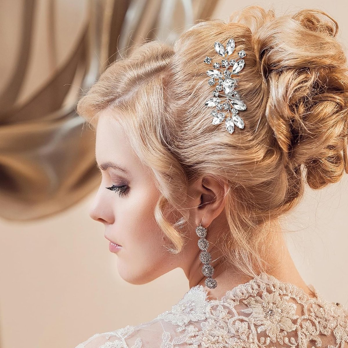 2 Pcs Silver Flower Rhinestone Bridal Hair Comb Set - Elegant Wedding Hair Accessories for Bride & Bridesmaids - görsel 13