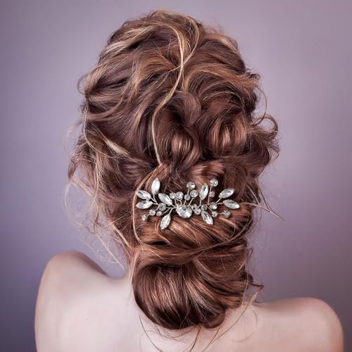 2 Pcs Silver Flower Rhinestone Bridal Hair Comb Set - Elegant Wedding Hair Accessories for Bride & Bridesmaids - görsel 12