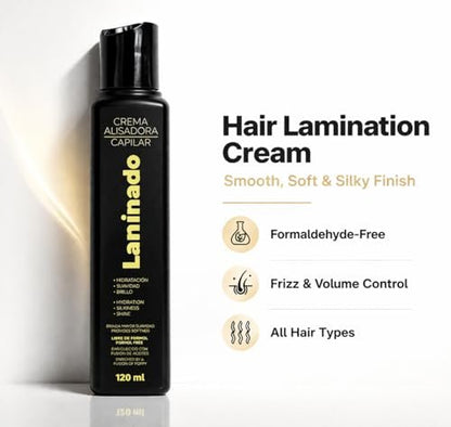 Lina Zapata LZ Laminado Hair Cream Lamination Professional - Formaldehyde-Free Keratin Treatment for Smooth, Soft & Silky Finish with Heat & Pollution Protection - 4.2 Fl Oz Avelisse