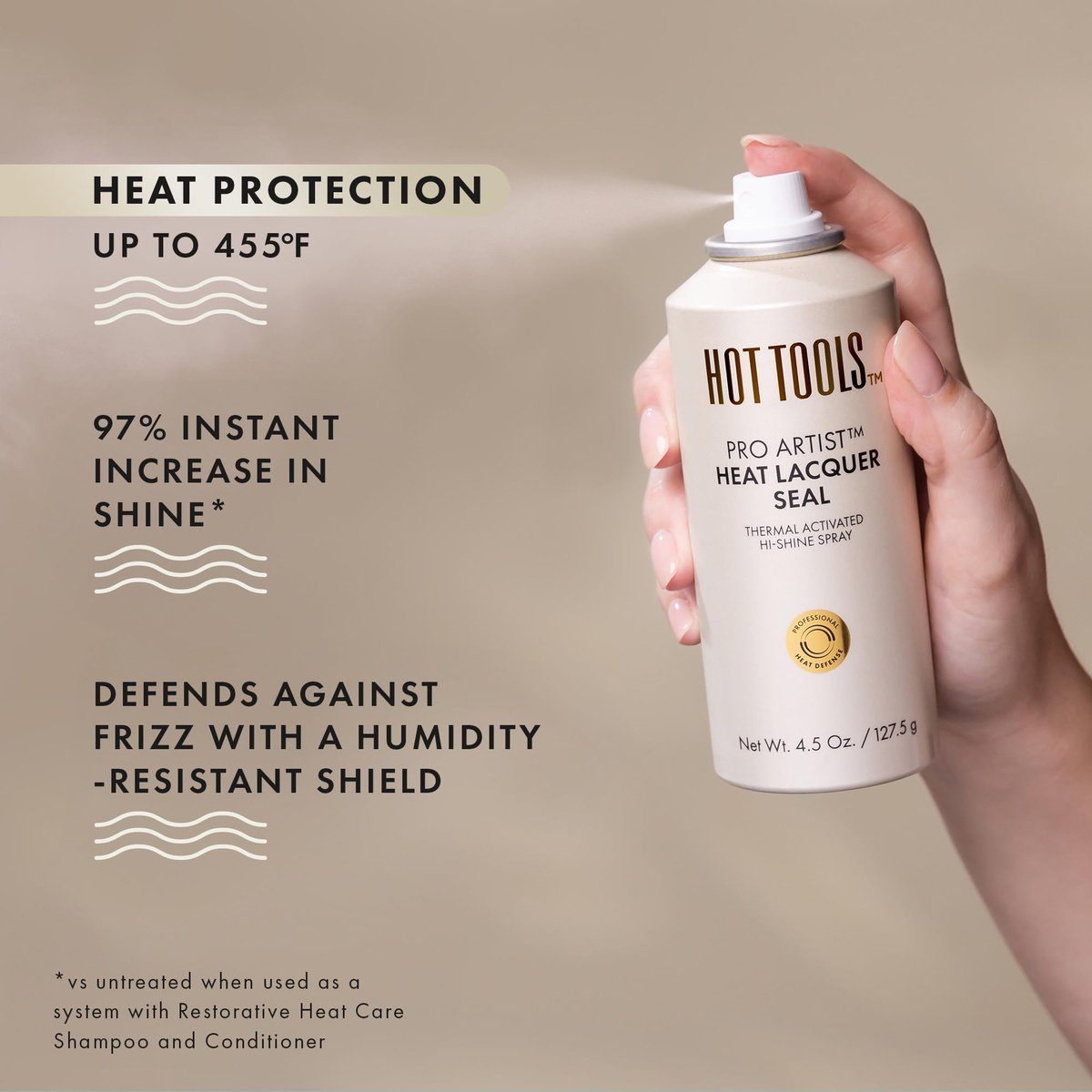 HOT TOOLS Heat Protectant Hi-Shine Spray – Silicone-Free, Frizz-Fighting, Lacquered Finish Avelisse