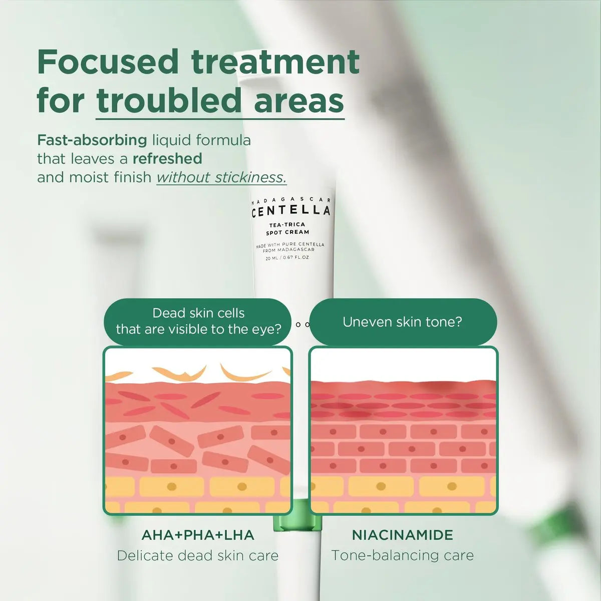 SKIN1004 Tea-Trica Spot Cream - Targeted Spot Treatment with Centella Asiatica & Tea Tree for Clear-Looking Skin, Korean Cica Cream, 0.67 fl.oz / 20ml Avelisse