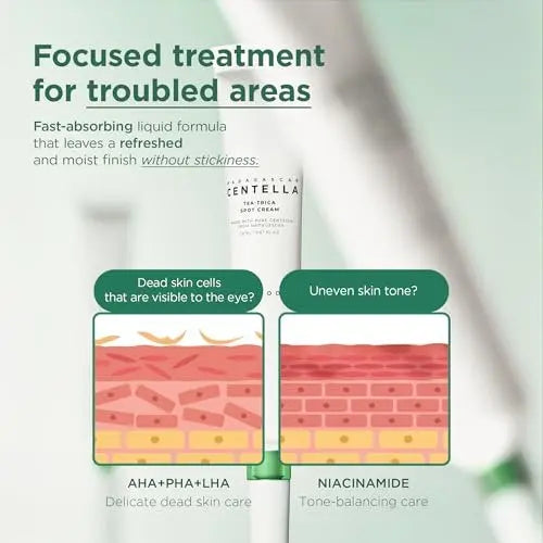 SKIN1004 Tea-Trica Spot Cream - Targeted Spot Treatment with Centella Asiatica & Tea Tree for Clear-Looking Skin, Korean Cica Cream, 0.67 fl.oz / 20ml Avelisse