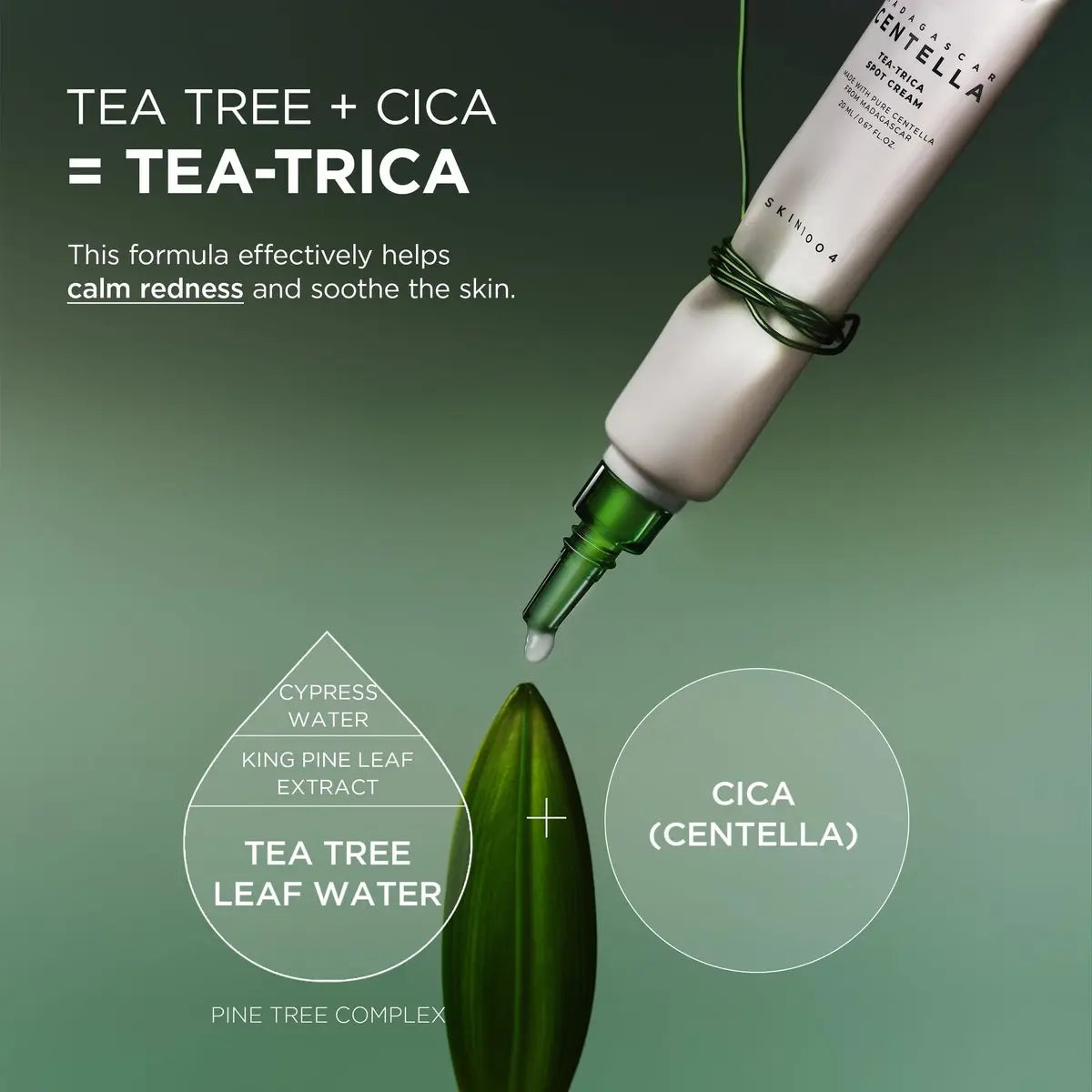 SKIN1004 Tea-Trica Spot Cream - Targeted Spot Treatment with Centella Asiatica & Tea Tree for Clear-Looking Skin, Korean Cica Cream, 0.67 fl.oz / 20ml Avelisse