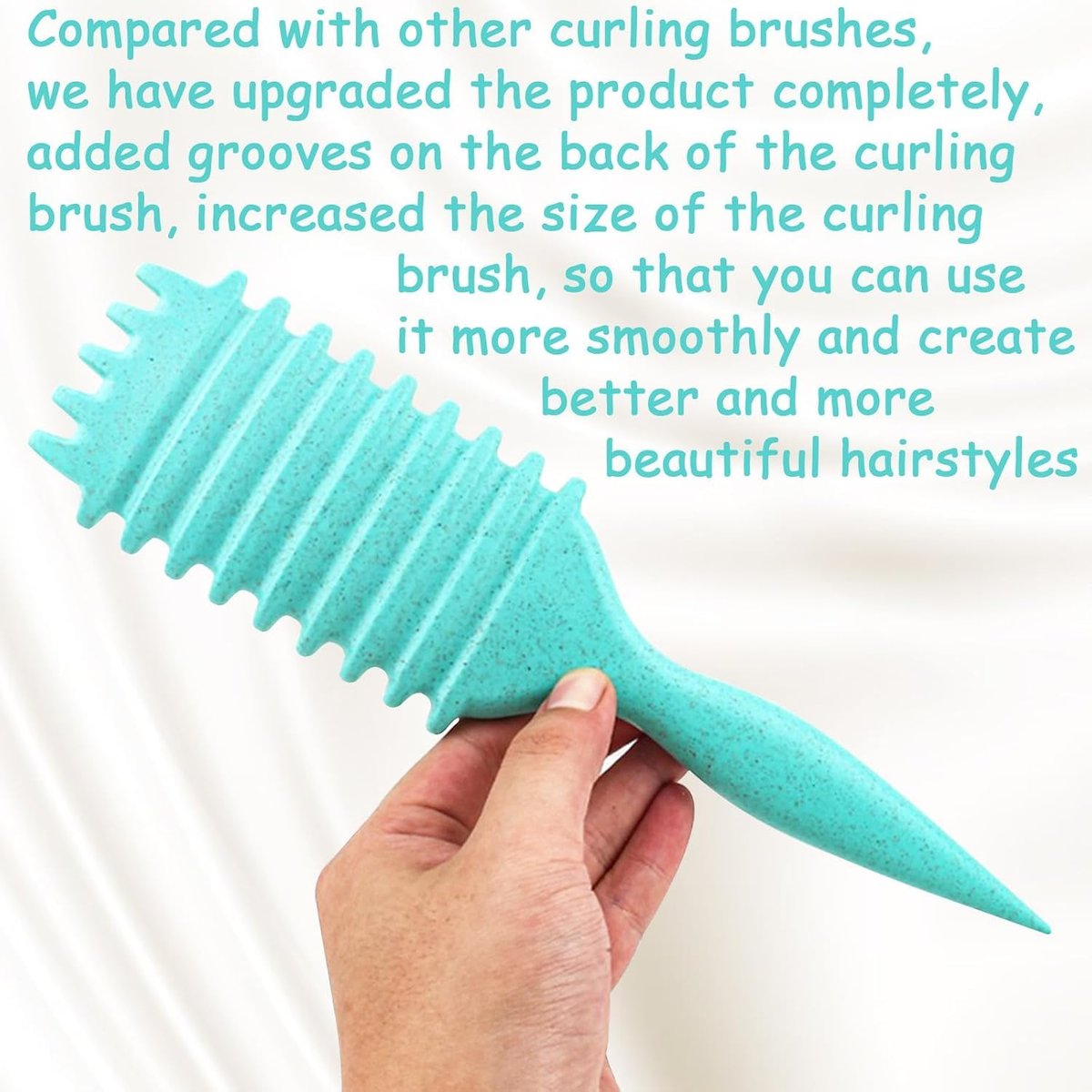 Curl Defining Brush for Curly Hair - Combing and Shaping Curls for Men and Women, Reduce Pulling & Separation (Green, Boar & Nylon) - görsel 7