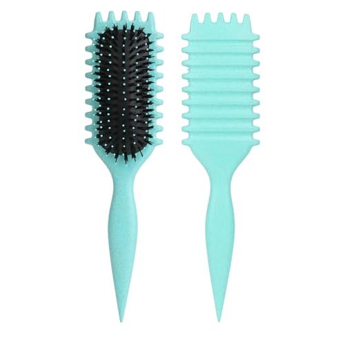 Curl Defining Brush for Curly Hair - Combing and Shaping Curls for Men and Women, Reduce Pulling & Separation (Green, Boar & Nylon) - görsel 2