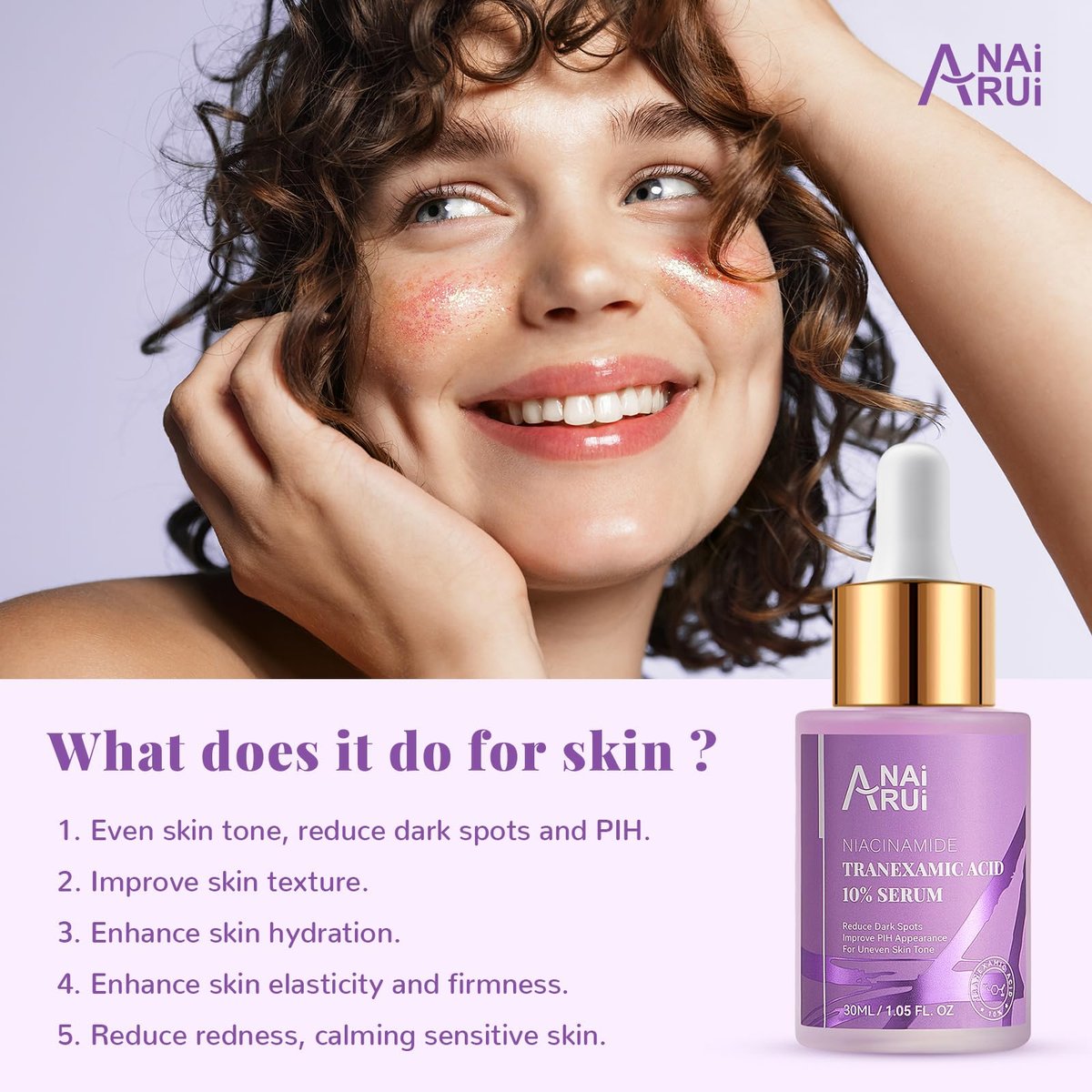 ANAI RUI 10% Tranexamic Acid Face Serum with Niacinamide, Kojic Acid, Arbutin & Ceramide - Lightweight Hydrating Serum for Uneven Skin Tone & Smooth Texture, Fragrance-Free, 1.05 Fl Oz Avelisse