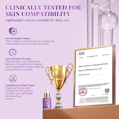 ANAI RUI 10% Tranexamic Acid Face Serum with Niacinamide, Kojic Acid, Arbutin & Ceramide - Lightweight Hydrating Serum for Uneven Skin Tone & Smooth Texture, Fragrance-Free, 1.05 Fl Oz Avelisse