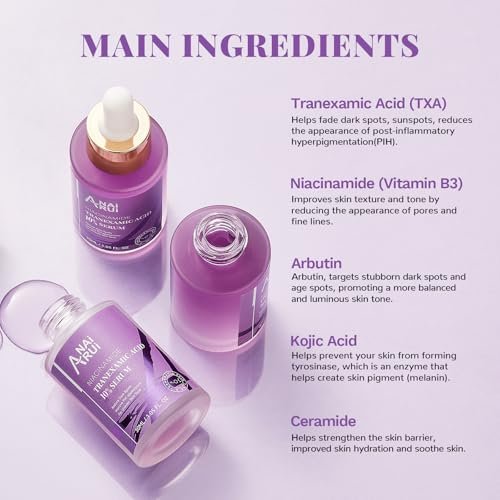ANAI RUI 10% Tranexamic Acid Face Serum with Niacinamide, Kojic Acid, Arbutin & Ceramide - Lightweight Hydrating Serum for Uneven Skin Tone & Smooth Texture, Fragrance-Free, 1.05 Fl Oz Avelisse