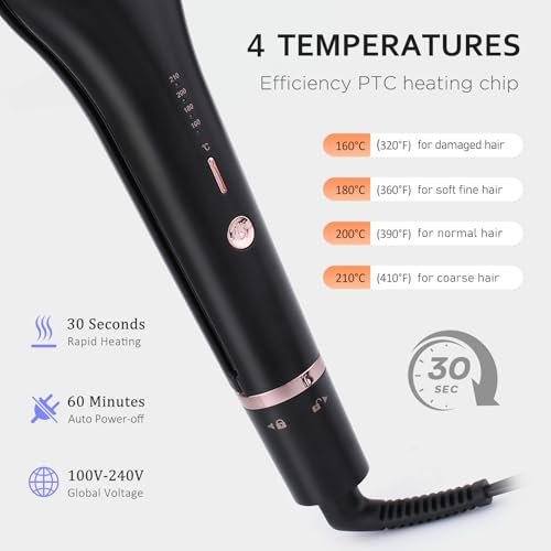 janelove 4 in 1 Hair Crimper - Professional Ceramic Tourmaline Waver for Beach Waves, Mermaid Waves & Deep Defined Waves (0.75/1/1.1/1.25 Inch, Pink) Avelisse