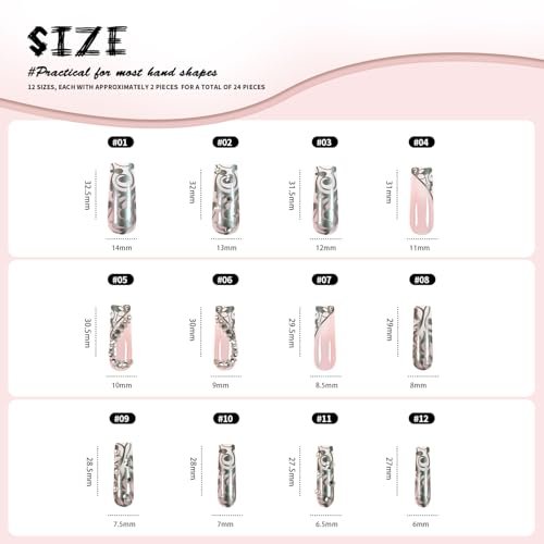 Long Press on Silver Nails with Rhinestones and Heart Designs - False Acrylic Nails for Women - görsel 10